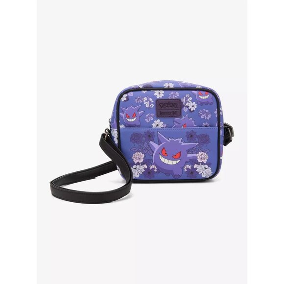 Loungefly Pokémon Gengar Purple Floral Crossbody Bag NEW - Picture 6 of 7